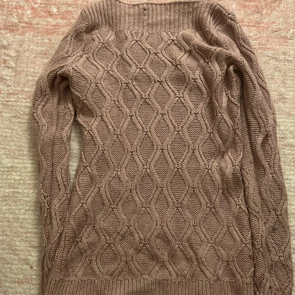 LOFT Pink Cable Knit Turtleneck Sweater